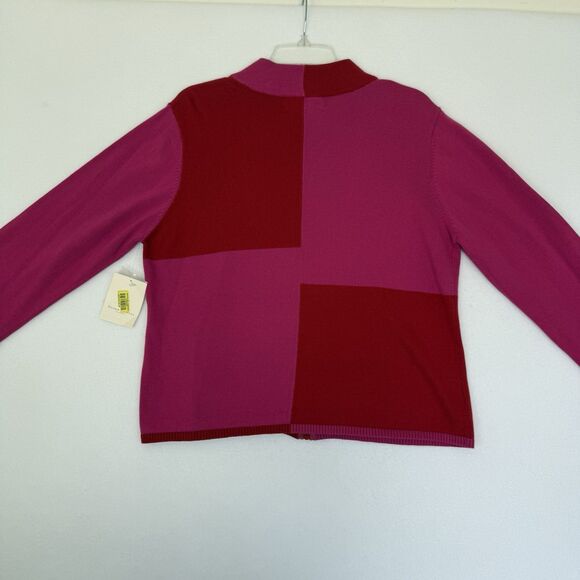 Susan Bristol Sz CL Vintage NWT Full Zip Cotton Cardigan Jacket Sweater Y2K Pink - Picture 13 of 15